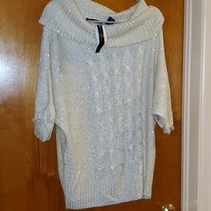 Cream/Gold Sequined cowl neck Sweater